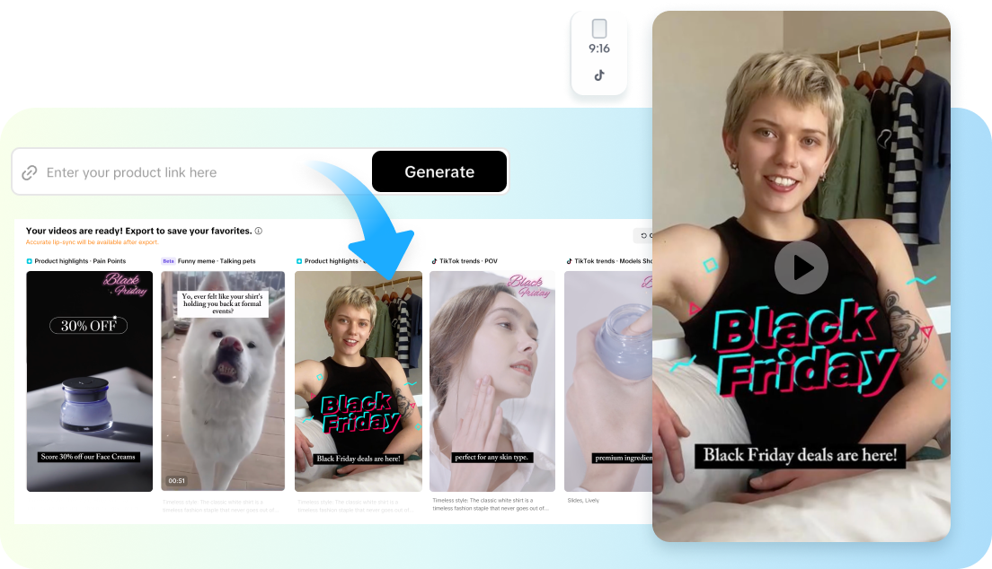 1731925874616.Seamlessly transform product links into scroll-stopping TikTok videos